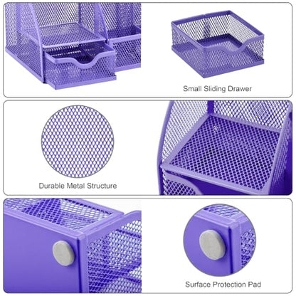 Exerz Metal Mesh Desk Organizer 7 Compartments Drawer Tidy Caddy Purple - color: Purple