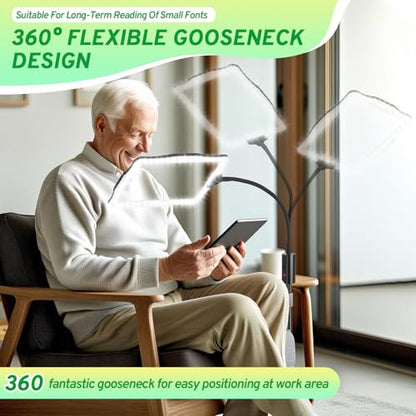 Hands-Free Floor Magnifying Glass with Light and Stand 48-LEDs Lighted Magnifying Lamp with 360° Flexible Gooseneck for Reading Close Work Repair Crafts | Lighted Magnifying Lamp with 360° Flexible Gooseneck for Reading Close Work Repair Crafts
