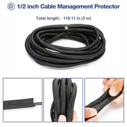 JOTO 10 Feet Cable Management Sleeve -Black - color: Black, size: 1 Pack, 120 Inches
