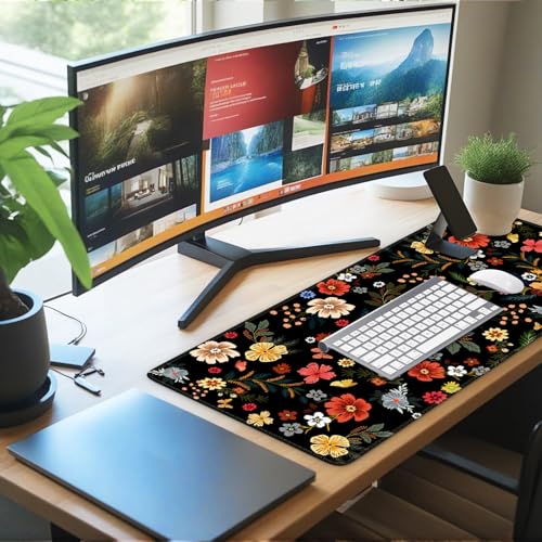 iCasso Desk Matt for Desktop, Cute Desk Pad Mat,Large Mouse Pad,Floral - color: Floral