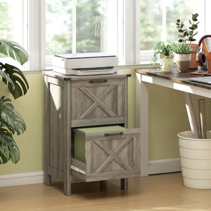 HOMCOM 2 Drawer Vertical File Cabinet, Silent Slides, Distressed Gray - color: Distressed Gray
