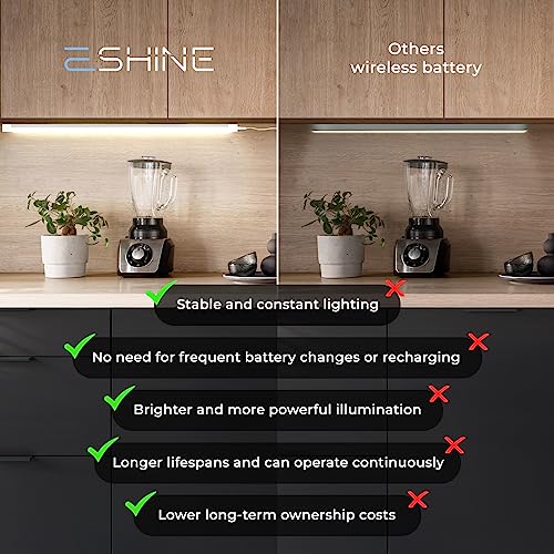 EShine Hand Wave Activated Under Cabinet LED Lighting Kit, Dimmable, 6-Pack 7 in - Touchless Dimming Control, Black Under Counter Lights for Kitchen, Garage, Office, Shelf - Warm White (3000K) - size: 6 pack