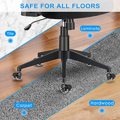 Omyoffice 2" Office Chair Wheels Set of 5, Black Heavy Duty Chair Caster | Support 2200lbs, Mute Rubber, Universal Fit 7/16"x7/8" Stem, Smooth Quiet Rolling, Safety Protection for Hardwood, Carpet - color: Black