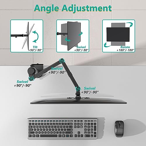 WALI Single Monitor Mount, Single Monitor Arm Desk Mount, Up to 32 inch Ultrawide, Regular Screens up to 27 inches, 22lbs, Adjustable Mount with C-CLAMP for Home Office Application(M001), Black - size: 13"-27", style: Single