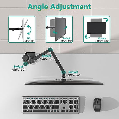 WALI Single Monitor Mount, Single Monitor Arm Desk Mount, Up to 32 inch Ultrawide, Regular Screens up to 27 inches, 22lbs, Adjustable Mount with C-CLAMP for Home Office Application(M001), Black - size: 13"-27", style: Single