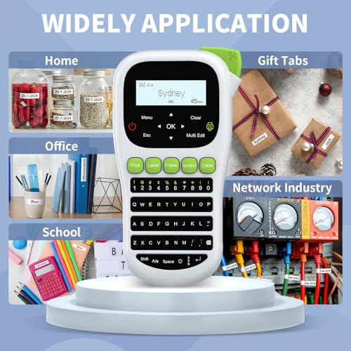 H1100 Label Maker, Labeler Machine with 4 Tapes 12mm Laminated | Backlit Handheld Labeling Maker, Portable Label Printer for Home, Waterproof Removable Freezer Food-Labels for Jar/Containers - color: White, style: Label maker with 4 Tapes