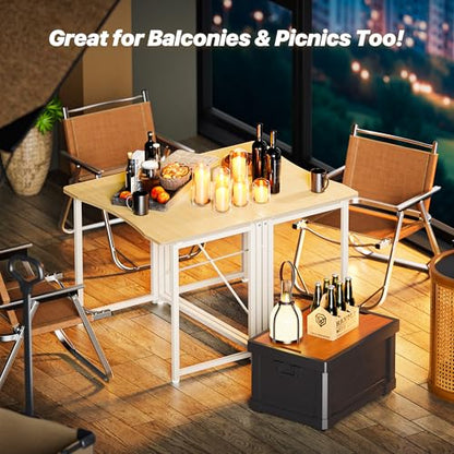 Huuger Folding Desk for Small Spaces, 31.5 Inch Foldable Computer Table - color: Oak, size: 18.9"D X 31.5"W