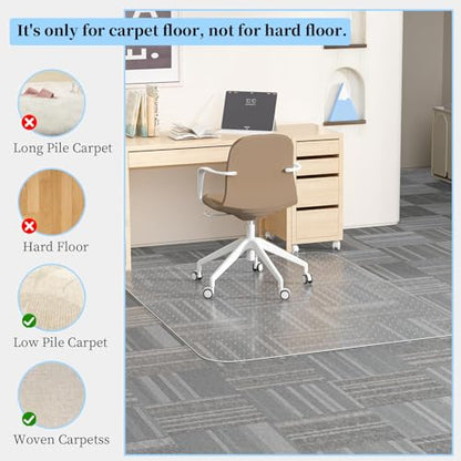 Tonaus Office Chair Mat for Carpet 60"x48" for Low Pile Carpets, Rectangle - size: 48" x 60" Rectangular