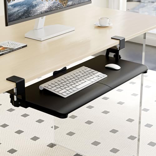 Under Desk Keyboard Tray, Keyboard Holder Drawer with C-Clamp 25.6"x11.8" - color: Black