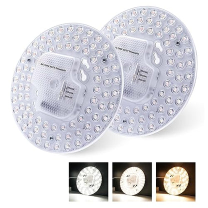 2Pack 36W LED Light Engine Retrofit Kit,6.69inch 3200LM 3CCT 3000K/4000K/5000K Dimmable Ceiling Fan Light Kits,AC 120-130V Ceiling Fan Light Replacement for Ceiling Flush Light
