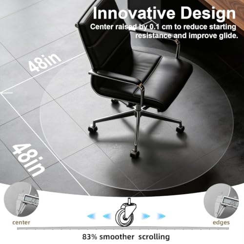 Clear Chair Mat for Hard Floor, 48" x 48" Heavy Duty Floor Protector, Round - size: 48" x 48" Rround (for hard floors)