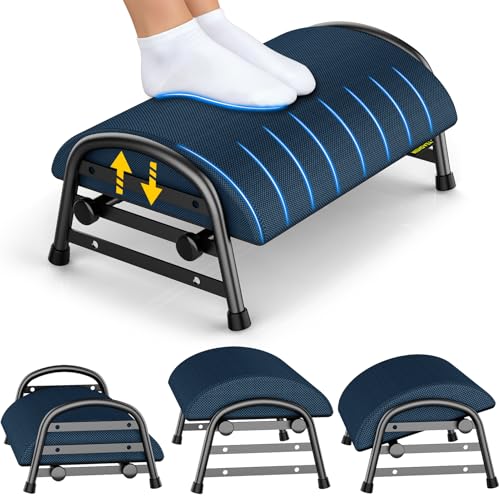 YEASHEIN Adjustable Foot Rest for Under Desk at Work, 6 Positions - Blue - color: Blue