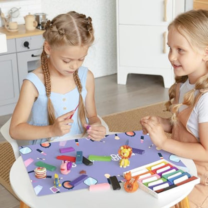 Dual-Sided Waterproof Synthetic Leather Makeup Mat for Desk, Makeup Station, Crafts, Multi-Use Scratch & Stain Resistant Surface Protector Pad for Vanity, Desktop, Craft Table (Purple Cartoon) - color: Purple Cartoon