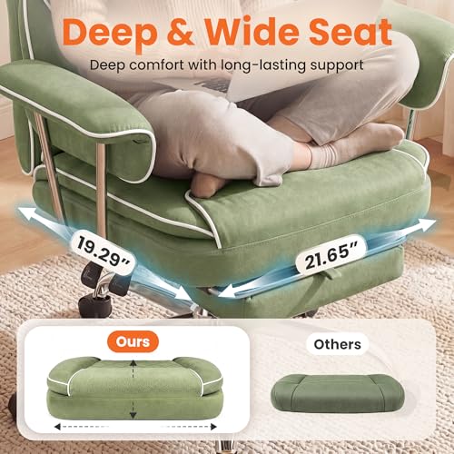 NEO CHAIR Big & Tall Leather Office Chair, High Back, Lumbar Support, Green | Gaming Chair for Adults and Computer Use, Reclining Office Chair with Foot Rest, Massage, Comfy Design and Heavy Duty Support - color: Green