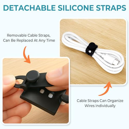 Kanemc 20PCS Cable Management Kit Adhesive Cable Clips | 20 Adjustable Cable Holders,20 Zip Ties,20 Screws&10 Extra Cable Straps, Cord Organizer for Home Office Under Desk Behind TV