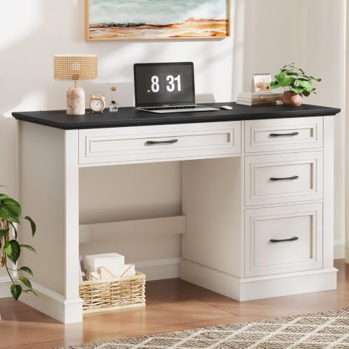 Halitaa Farmhouse 47" Executive Desk with File Drawer, Black Brown - color: Black, size: Style 2