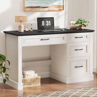 Halitaa Farmhouse 47" Executive Desk with File Drawer, Black Brown - color: Black, size: Style 2