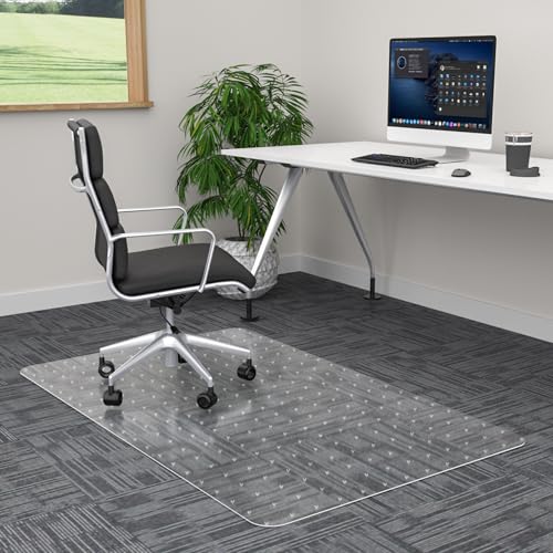 100pointONE Office Chair Mat for Carpet, 30" x 48" Clear Desk Chair Mat for Low Pile Carpeted Floors- Easy Glide Plastic Floor Mat for Office Chair on Carpet - color: Low-pile Carpets, size: 30" x 48" Rectangular