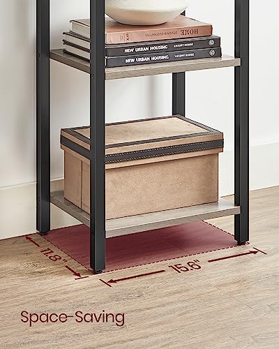 VASAGLE 5-Tier Bookshelf, Bookcase Book Shelf with Steel Frame - color: Heather Greige + Ink Black, size: 5 Tiers (11.8"D x 15.7"W x 60.2"H)
