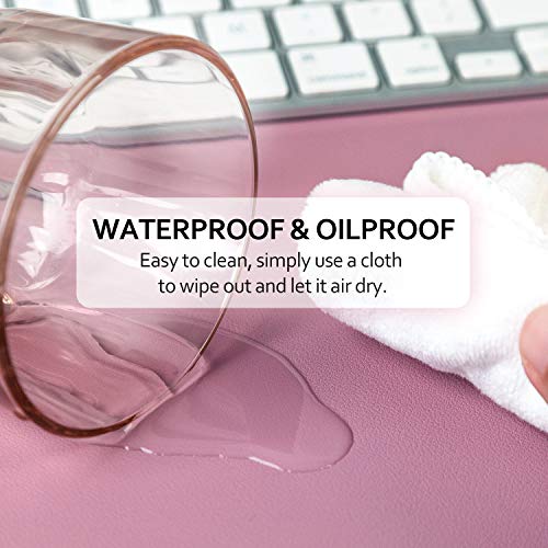Purple/Pink Dual Sided PU Leather Desk Pad, Upgraded Sewing Laptop Mat, Waterproof Large Mouse Pad, Non-Slip Writing Kids Painting Mat Desk Blotter Protector for Office/Home 31.5"x15.8" (80x40cm)