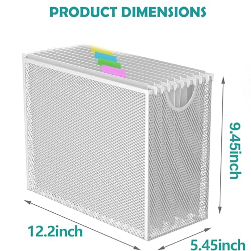 Sinboun Hanging File Organizer Includes 5 Hanging Folders for Office, White - color: White