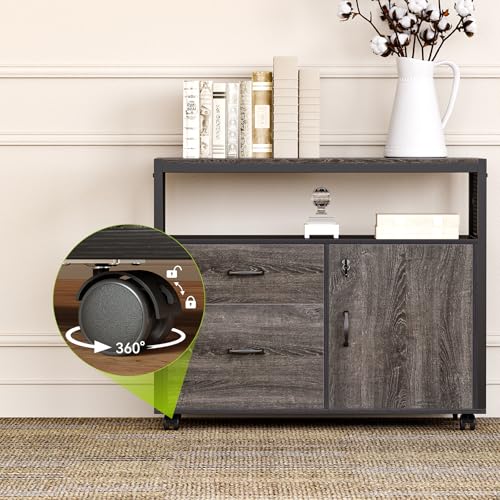 LITTLE TREE 63-Inch Office Desk with 31.5-Inch Lateral File Cabinet, Study Writing Desk Computer Desk for Home Office - color: Grey