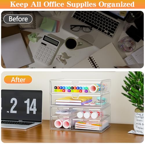 ARSTPEOE Acrylic Organizer with 6 Drawers, Bathroom Counter Organizer, Makeup Desk Organizers, Office Supplies, Storage Drawers for Cosmetic, Pencil, Coffee - size: 6 Drawers