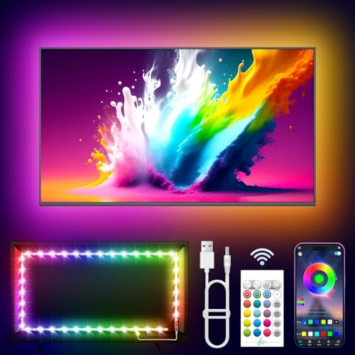 KANTUTOE TV LED Lights, 13.1ft LED Lights for 43-65in TVs, RGB TV Backlight Behind with Music Sync Bluetooth APP and Remote Control Strip Light USB Powered for Bedroom Gaming Room Decor - size: 13.1ft for 43"-65" TV