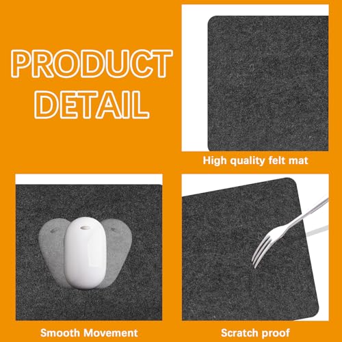2 Pcs Large Felt Desk mat 36x12 inches, with Non-Slip Full Desk Mouse Pad,Office Computer Desk Mat for Keyboard,Felt Desk Mat for Desk Pad Protector (Dark Gray) - size: 36" x 12" (2 Count)