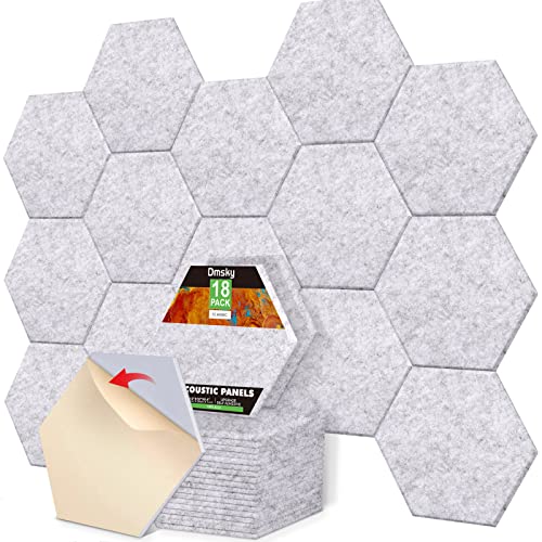 18 Pack Hexagon Acoustic Panels,12" X 10" X 0.4" Sound Absorbing Panels | High Density Soundproof Wall Panels For Home Sound proof Insulation Beveled Edge Studio Treatment Tiles (Gray) - color: gray-hexagon