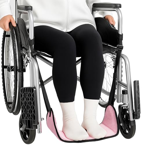 SPRING SEAON Wheelchair Foot Rest Hammock, Adjustable Leg Support Foot Sling with Soft Padded Base, Anti-Squeeze Footrest Replacement for Wheelchairs, Essential Wheelchair Accessories (Pink) - color: Pink
