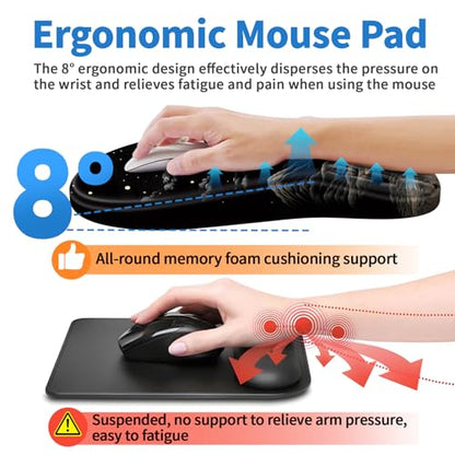 YIWEI Ergonomic Mouse Pad with Wrist Rest for Carpal Tunnel Pain Relief - color: Moon