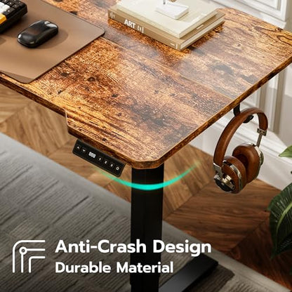 Acrolix L Shaped Electric Standing Desk, 59x40 Inch Reversible, Rustic Brown - color: Rustic Brown, size: 59