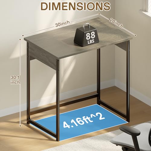 ALISENED Home Office Desks, 30 Inch Small Computer Desk, Home Office Desk, Compact Study Desks for Small Spaces, Easy to Assemble, Gray - color: Grey, size: W-30in