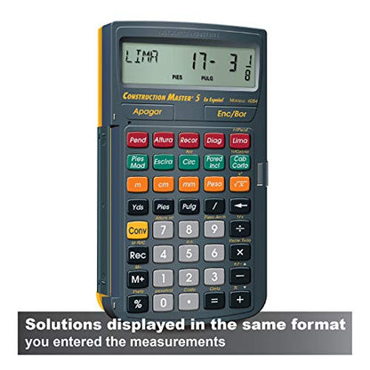 Calculated Industries 4054 Construction Master 5 Calculator | en Español, Feet-Inch-Fraction, For Carpenters, Construction Calculator with all Spanish labeling - style: CM5 en Espanol
