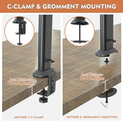 HEMUDU Single Tall Desk Monitor Arm Mount Stand Fit for 27 inch to 42 inch Flat Curved Computer Screen with Swivel, Height Adjustable, Rotation,Holds up to 77lbs, Black - size: 27 inch - 42 inch