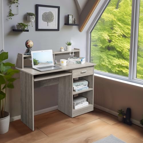 Karl home Computer Desk Study Writing Desk, Grey - color: Grey, size: with Keyboard 1