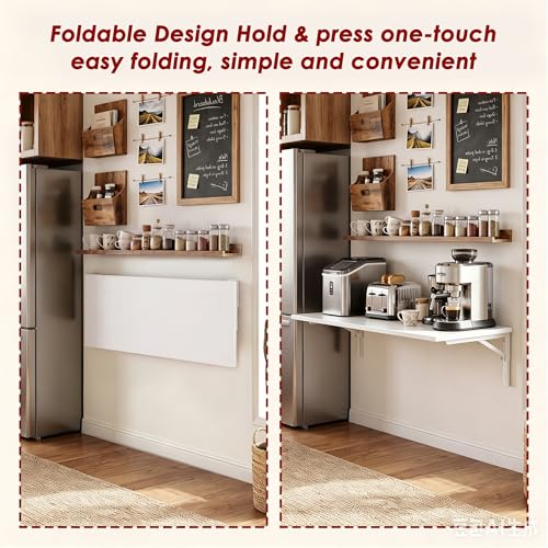Need 47x20IN Wall Mounted Folding Table for Office Laundry White - color: White Desktop & White Folding Shelf Brackets, size: L47.2" * W20"