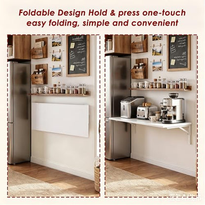 Need 47x20IN Wall Mounted Folding Table for Office Laundry White - color: White Desktop & White Folding Shelf Brackets, size: L47.2" * W20"