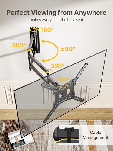 monTEK 37 Inch Long Arm TV Wall Mount for 23-65 Inch TVs | Long Extension TV Mount, Swivel&Tilt&Leveling, Full Motion Wall Mount TV Bracket, Max VESA 400 x 400mm, Up to 77 lbs - size: 23"-65" TV / 37" Long Arm