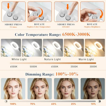 2200 Lumens 12X Esthetician Magnifying Floor Lamp, 3-Axis Magnifier - color: White, size: 12X