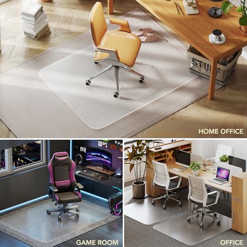 Office Chair Mat for Low Pile Carpet, 45" x 53" Clear Plastic | Floor Protector, Heavy Duty Desk Chair Mat for Rolling Chairs, Smooth Glide Computer Mat for Home Office - size: 45"x53"