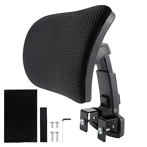 Office Chair Headrest Attachment Head Support Cushion Chair Mesh Head Rest Black Mesh Frame Adjustable Height Angle for Ergonomic Office Chair（Black） - color: Color 1