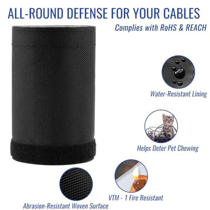 1.5" - 6.6Ft Hook and Loop Cable Sleeve, Wire Protector for Pets - size: 1.5" - 6.6Ft