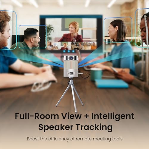 WeGoIOT 360 Conference Camera, 1080p HD Webcam Immersive Video Conference Experience, AI-Driven Speaker-Tracking, Both Overall and Speakers’ Close-up View, with Micro SD Slot, Stand