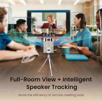 WeGoIOT 360 Conference Camera, 1080p HD Webcam Immersive Video Conference Experience, AI-Driven Speaker-Tracking, Both Overall and Speakers’ Close-up View, with Micro SD Slot, Stand