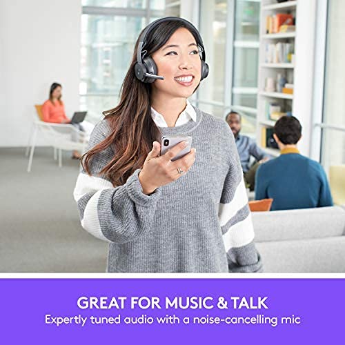 Logitech Zone Wireless Certified Microsoft Teams Bluetooth Headset | Active noise cancellation, Qi charging, Teams and Zoom certified, leatherette ear pads