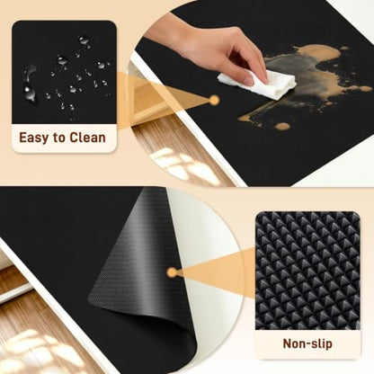 PU Leather Desk Protector/Nightstand Mat, 23.6X13.7 in Black - color: Black, size: 23.6" x 13.7"