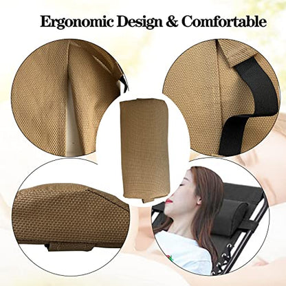 Zero Gravity Chair Set of 2 Replacement Pillow Headrest with Elastic Band, Universal Soft Removable Padded Cushion Head Pillow for Zero Gravity Lounge Chair, Folding Patio Lawn Recliner Chair, Tan - color: Tan, size: 2 Pack