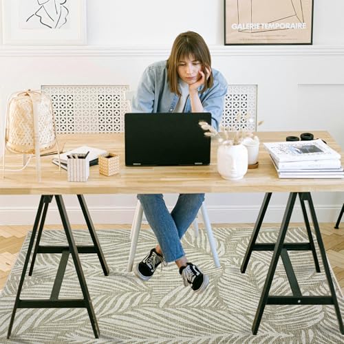 Office Chair Mat for Hardwood Floor, 48"x36" Easy Glide Computer Desk Mat Protector for Rolling Chair Under Desk Rug Nonslip Backing, Machine Wash (Modern) - color: Beige Leaf, size: 36"x48"